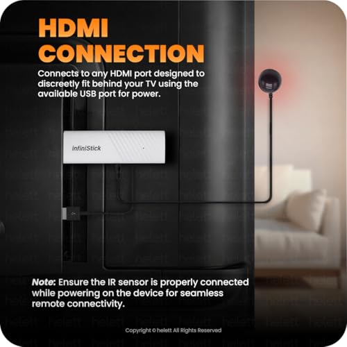 Image of Helett infiniStick Android-Based Smart TV Stick | Voice Control Bluetooth /IR Remote | 2GB RAM 8GB Storage | Quad-Core Processor | Dual-Band Wi-Fi 2.4G /5G | Screen Casting | 1-Year Warranty (White)