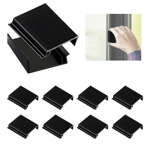 10 Pack Window Screen Pull Tabs, Window Screen Lift Tabs Replacement Flat Spline Channel Pull Tab Clip Black