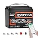 12V 100Ah LiFePO4 Lithium Battery, Built-in 110A BMS & Bluetooth 5.0, 15000+ Deep Cycles Lithium Batteries, Max. 1280Wh, 10-Year Lifespan for RV, Marine, Trolling Motors