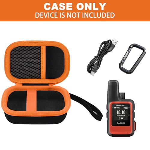 Image of Hard Travel Case for Garmin inReach Mini 3 Satellite Communicator | Compatible with Garmin inReach Mini 3 Plus /Mini 2, Carrying Case, Black Case+Orange Zipper