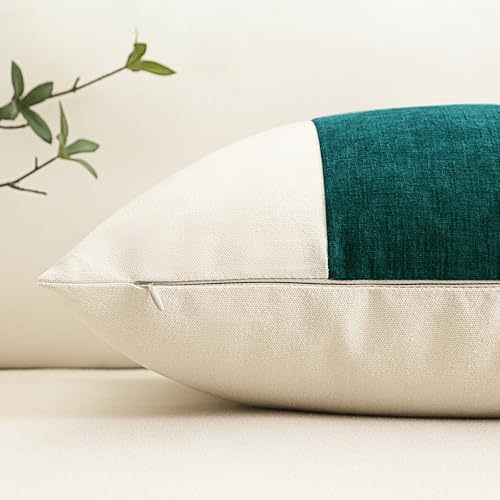 Housses de coussin 50x50 cm OTOSTAR en coton lin rayé géométrique lot de 2