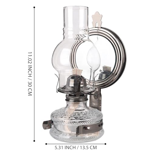 GXFCCYXT 2 Pieces Large Kerosene Lamp Lantern Wall Mounted Kerosene Lamps Vintage Glass Clear Kerosene Lamp Rustic Oil Lamp for Indoor Use Home Decor Lighting - Gray-Black