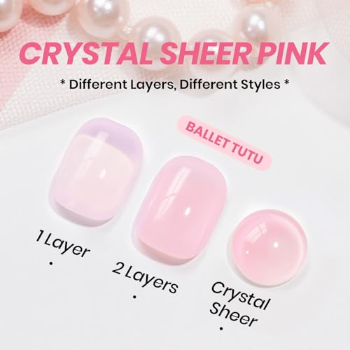 Image of Beetles Nude Gel Nail Polish - 15ml Pink Natural Gel Polish Nail Concealer Ballet Jelly Gel Polish Sheer Translucent Soak Off UV Nail Art DIY Salon Home Manicure Gift for Girls Women