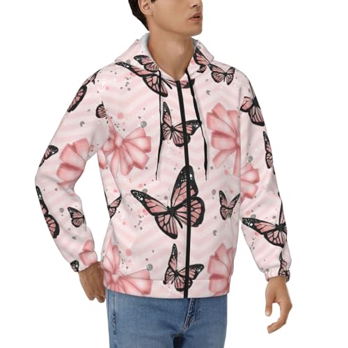 Sweat à capuche décontracté pour vos sorties urbaines au style papillon rose