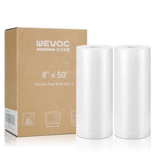Wevac Vacuum Sealer Bags 8x50 Rolls 2 pack for Food Saver,...