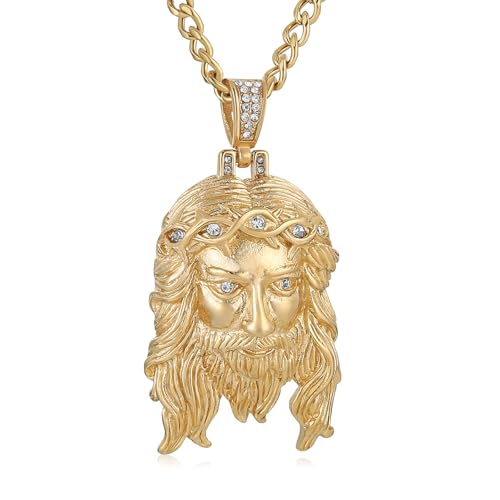 Pendentif Jésus homme en cadeau spirituel idéal plaqué or 14 carats avec boîte