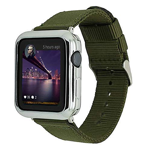Apple Watch Band 42mm NUT Durable Woven nylon Straps for iWatch Series  1/2/3,Stainless Steel Buckle (green, 42MM)