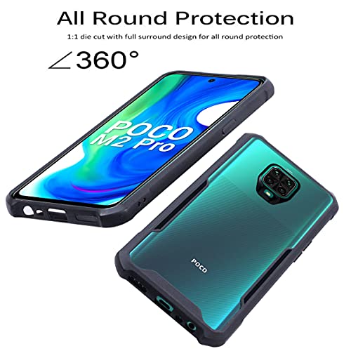 Image of Jkobi Back Cover Case for Poco M2 Pro (Crystal Glass Back | Camera Protection | Shockproof Bumpers | Professional Black)