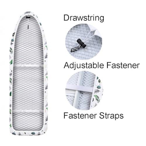 Funda ajustable de algodón para tabla de planchar con diseño acolchado, bordes elásticos y cierres para un planchado eficiente y sin arrugas para todas las tablas estándar