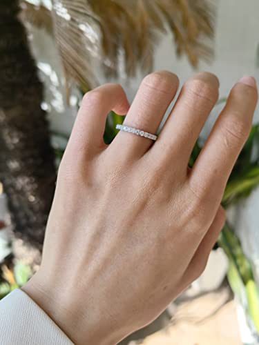 Doveggs 0.4Ctw Hi 2.26Mm Width Moissanite Lab Created Diamond Half Eternity Wedding Band Sterling Silver For Women (5.5) #TOP2