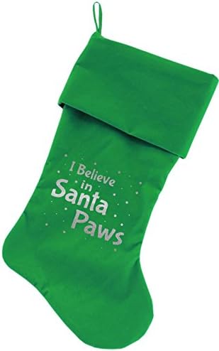 Mirage Pet Products Santa Paws Screen Print Velvet Christmas Stocking, Size 18, Green