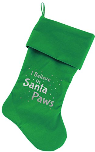 Mirage Pet Products Santa Paws Screen Print Velvet Christmas Stocking, Size 18, Green