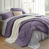 Bedsure Queen Comforter Set - 7 Pieces Reversible Grayish Purple Bedding, Queen Size Bed Set for All Seasons, Bed in a Bag with Down Alternative Comforter, Sheets, Pillowcases & Shams