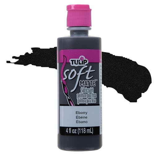 Tulip Soft Fabric Paint Washable Stays Soft and Flexible Permanent Paint for Light and Dark Fabrics 4 fl oz Ebony
