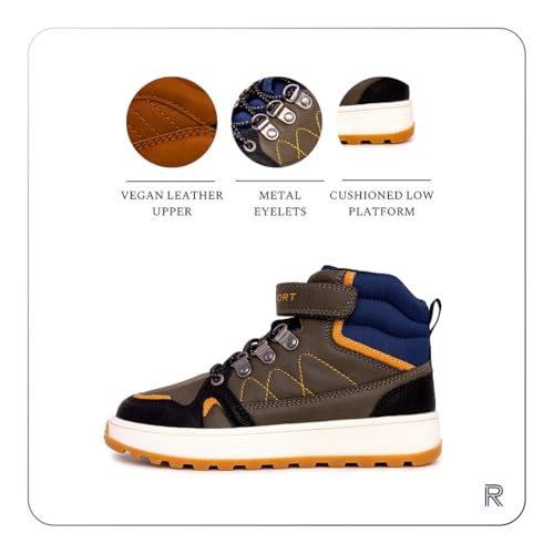 Rockport Boys Kids Hiking Boots – Youth High Top Outdoor Sneakers with Cushioned Insole – Durable Trail Shoes2