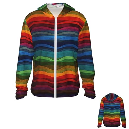 UPF 50+ Rainbow Sun Protection Hoodie Full Zip Long Sleeve Lightweight Hoodie Jacket Rash Guard Shirts 7
