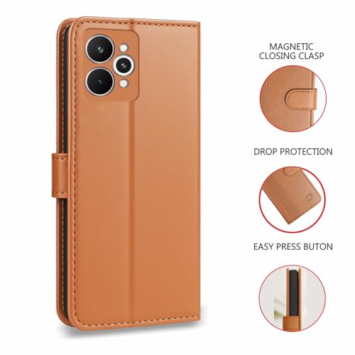 Image of AIBEX Shock Proof Flip Compatible for Realme 15 Pro 5G Flip Cover Leather Finish | Inside TPU with Card Pockets | Wallet Stand | Complete Protection Flip Case- Brown