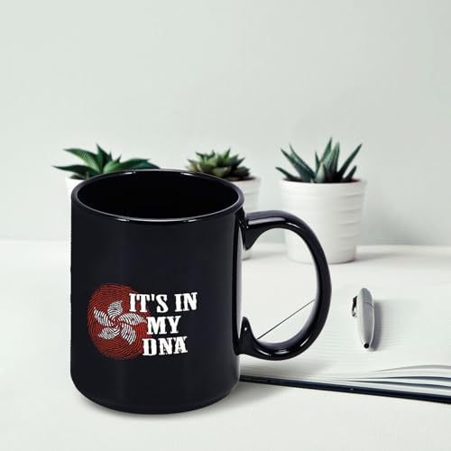 Yelolyio Kaffeetasse mit der Aufschrift 'It's In My DNA Hong Kong Fingerabdruck', Schwarz, Kaffeetasse aus Keramik, Geschenk für Freundin, Mutter, Vater, Schwester, Lehrer, 425 ml, spülmaschinen- und