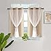 Kinryb Star Cutout Kids Curtains for Girls Short Curtains for Small Window Bedroom Star Overlay Curtains for Nursery Double-Layer Grommet Window Drapes with Tiebacks Beige 42W x45L 1 Pair