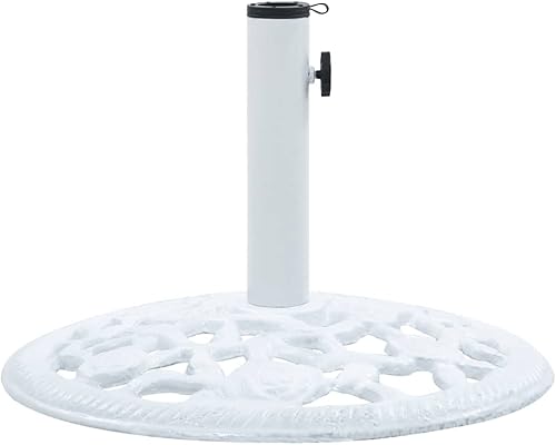 Base redonda para sombrilla de patio, soporte resistente para sombrilla para exteriores, patio, piscina, al aire libre, blanco, 26.5 libras, hierro