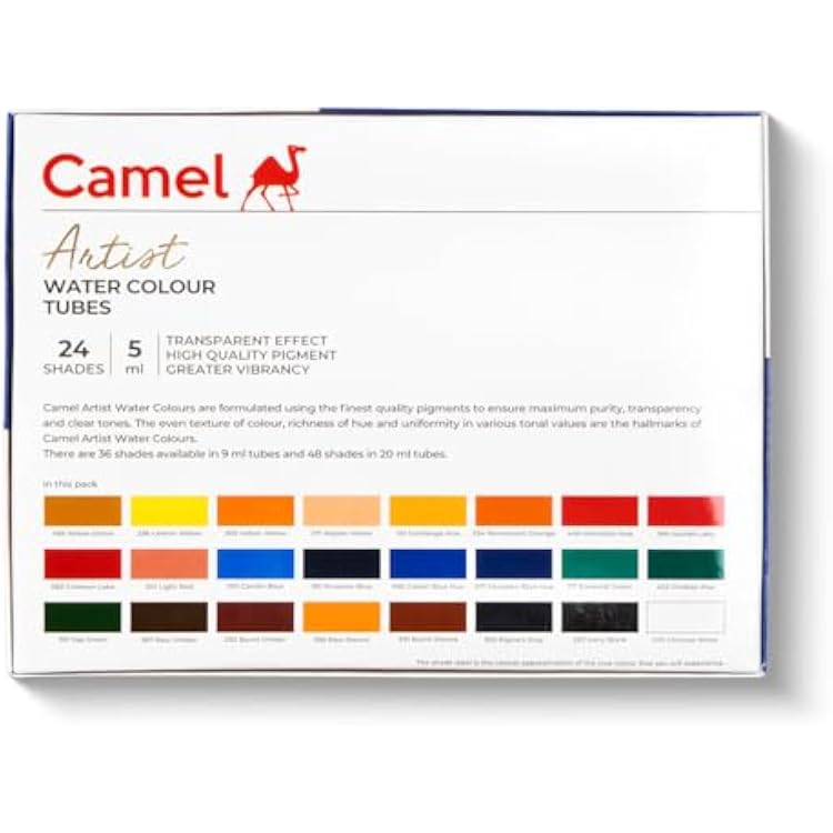 Camlin Kokuyo Artist Watercolor Tube 5ml - 24 Shades (Multicolor)