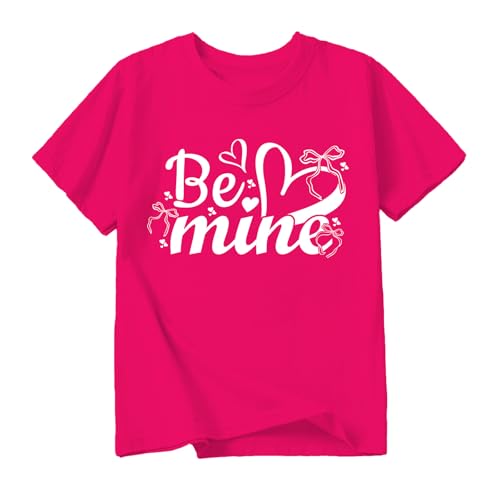 Image of Toddler Girl Valentine's Shirts Cute Love Tshirts Cotton Short Sleeve 2-10 Years