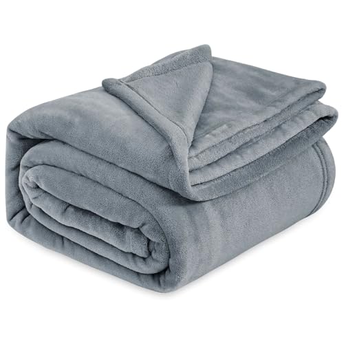 Image of Cloth Fusion Nimbus 280 GSM Fleece Blanket, Grey, Double 86x88 inches | Double-Brushed Both Sides, Anti-Pilling Weave, Colour-Lock Dye, Reinforced Stitching, Machine Washable