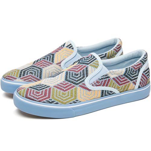 Image of yageyan Mens Slip on Sneakers Loafers Shoes Canvas Black Shoes Canvas Blue Casual Fashion Shoes