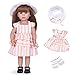 Rakki Dolli Doll Clothes and Accessories 3 Pc. Set Includes 1PC Pink and Beige Stripes Skirt, 1PC Hat, 1PC White Underwear, Fashionable Skirt Dress Set for Baby Dolls (Without Doll & Shoes) 018