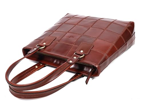 Image of Celtic Genuine Leather Tote Bag for Women | Multi Panel Design Spacious Shoulder Handbag for Office Work and Daily Use | Fits Up to 13 Inch Laptop | Multi Color | Gift for Women