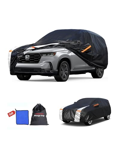 Honda Pilot Car Cover 100% Waterproof All Weather, Gift with Towel, 10 Layers SUV Car Cover Custom Fit 2002-2026 Honda Pilot, Full Exterior Car Covers Rain Sun UV Protection with Door Zipper.
