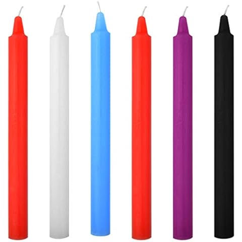 6 Pcs Low Temperature Candles, Fengek 7 Inch Low Heat Candles Romantic Wax Dripping Candle, 5 Color Cover
