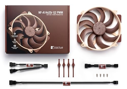 Image of Noctua NF-A14x25r G2 PWM, Premium-Quality Quiet Round-Frame 140mm PC Fan, 4-pin (Brown)