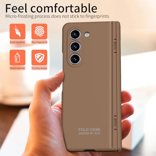 Coque Samsung Galaxy Z Fold 5 rigide marron avec béquille intégrée - 2