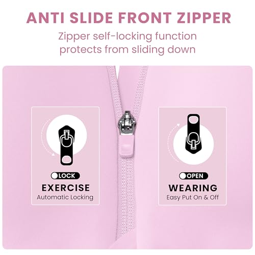 Image of CRZ YOGA Womens Zip Front High Impact Sports Bra - Molded Cup Adjustable Convertible Straps Wireless Workout Yoga Crop Top