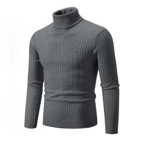 New Men's High Neck Sweater Solid Color Pullover Knitted Warm Casual Turtleneck Sweatwear Woolen Mens Winter Outdoor Tops