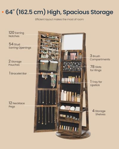 Image of SONGMICS HOME Standing Jewelry Cabinet, Full Length Mirror with Storage