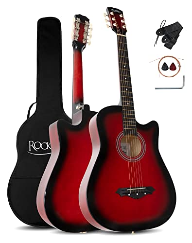 Rocktile WSD-5C-RDB Slim Line Set de guitare folk Redburst - Les Beatles, Paul McCartney, John Lennon, RIngo Starr, George Harrison Rocktile WSD-5C-RDB Slim Line Set de guitare folk Redburst