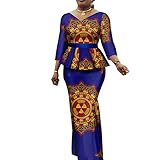 African Clothes for Women Dashiki Print Top and Skirts 2 Piece Set Outfits Ankara Party Wedding Suit M 733-1