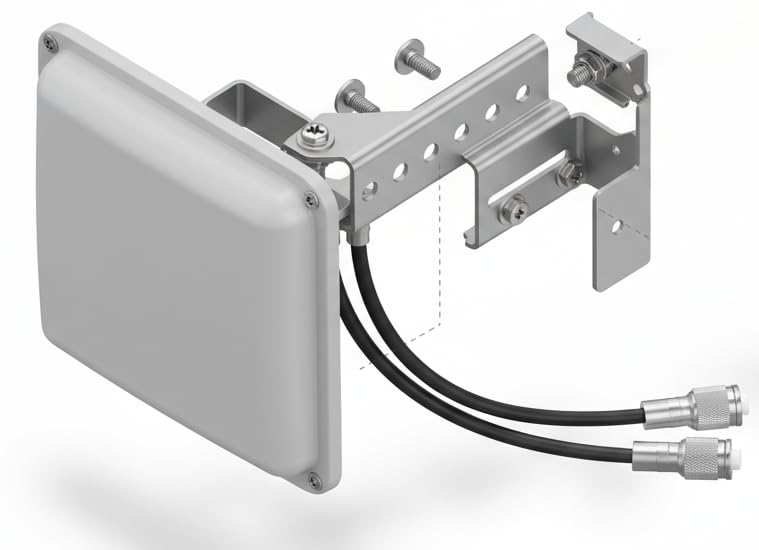 Image of Cisco AIR-ANT2413P2M-N= Dual-Port Directional Panel Antenna, Gray; N-Type Male Connectors; Dual Linear Polarization; 30 Degress Beamwidth; Outdoor Rated; Adjustable Mount; 50 Ohms