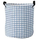 Laundry Baskets with Handles, Buffalo Check Plaid Waterproof Freestanding Laundry Hamper, Round Coll