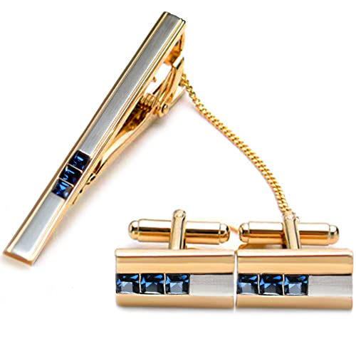 Set romántico de mancornas y pinza para corbata para hombre miniatura 1
