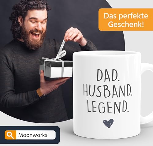 Moonworks® Koffiemok Mom Wife Boss Dad Husband Legend geschenk mama papa vader wit keramische mok - Afbeelding 5