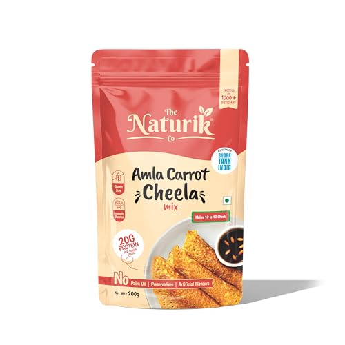 Image of The Naturik Co Millet Carrot Cheela Mix - 200 gm, Ready to Cook Millet Chilla /Dosa| Healthy & Instant Breakfast | Anytime Snack for Kids and Family | As Seen On Shark Tank
