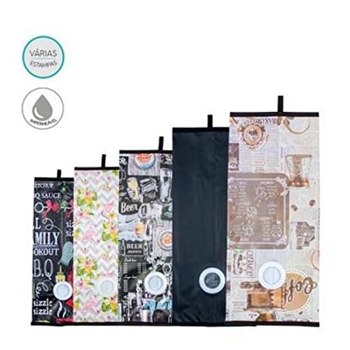 Puxa Saco Porta Sacolas Estampado Para Cozinha Impermeável (Preto)