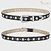 JASGOOD Women Leather Belt Fashion Studded Belt Ladies Punk Belt Silver Buckle Vintage Leather Belt for Jeans Dress