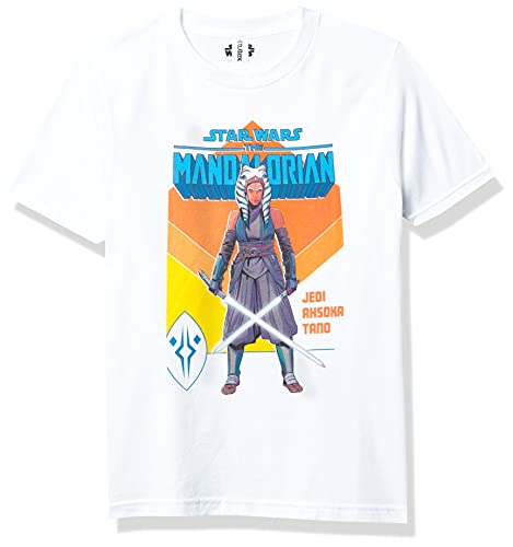T-shirt Star Wars Mandalorian Jedi Tano blanc idéal pour l'école et les loisirs en taille XS