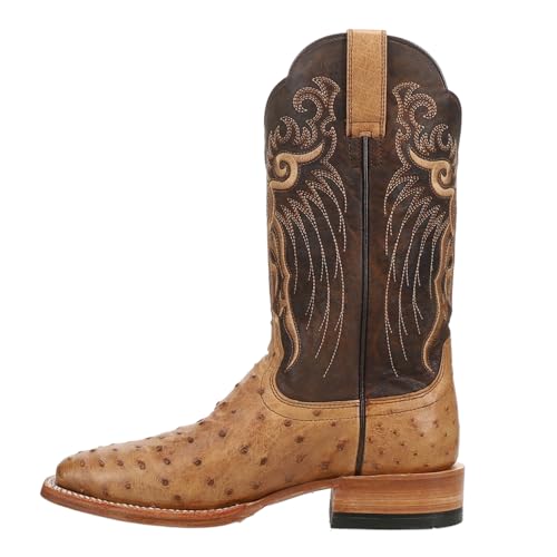Ariat Men's 12" Brown Rio Full Quill Ostrich Square Toe Western Boots3