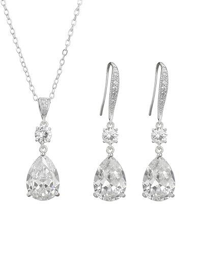 Teardrop Necklace Cubic Zirconia Drop Wedding Bridal Pendant Necklace for Women, Silver Rose Gold Plated Copper Brass Micro Inlay CZ Simple Fine Jewelry Gifts Mother's Day Valentines4