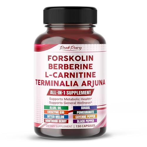PEAKPURY All-in-1 Herbal Blend with Forskolin Berberine & L-Carnitine Daily Wellness Support 150 Capsules